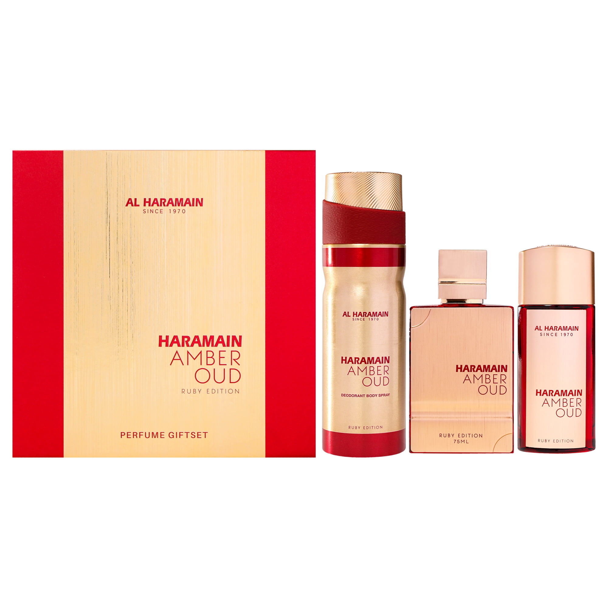 Set De Regalo Perfume Al Haramain Ámbar Oud Rubí Edición Edp 75ml