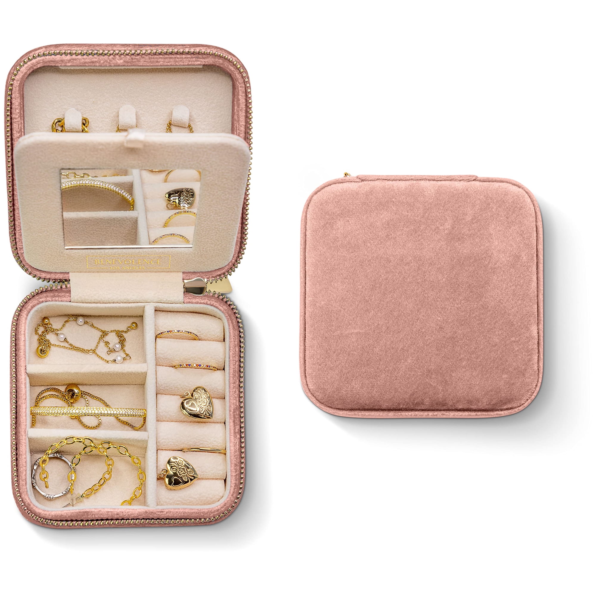 Joyero Benevolence La Plush Velvet Travel Dusty Pink