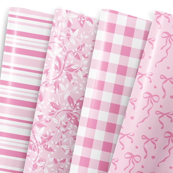 Papel de regalo MotiGiftie 51 x 76 cm – 8 hojas con lazo rosa