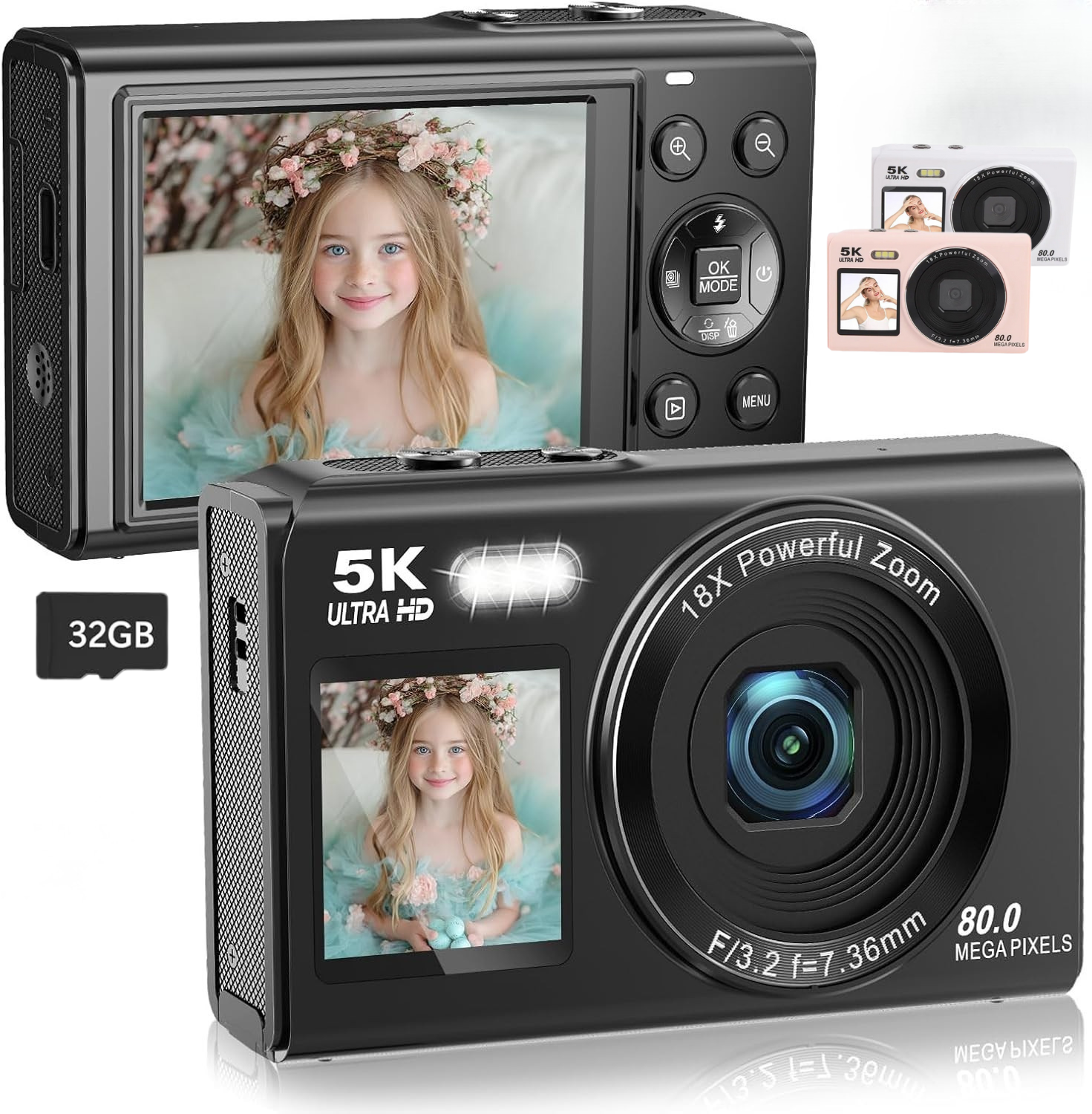 Innedd - Cámara Digital Doble Pantalla 80Mp 5K Con Zoom 18X Y Wifi