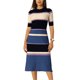 thumbnail image 1 of INSPIRE CHIC Vestidos de Punto a Rayas para Mujer de Manga Corta Midi Vestido Suéter Acanalado S Azul Púrpura, 1 of 6