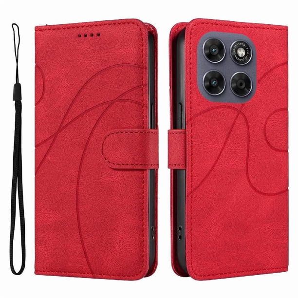Funda tipo cartera con tapa para Motorola MOTO G67 5G con tarjetero, soporte y cubierta magnética Rojo