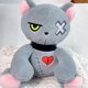 thumbnail image 1 of Muñeco de peluche de gato de punto gótico, juguete de peluche de gatito de retazos de estilo oscuro, figura de peluche de gato emo suave for decoración de habitación y regalos navideños, 1 of 2