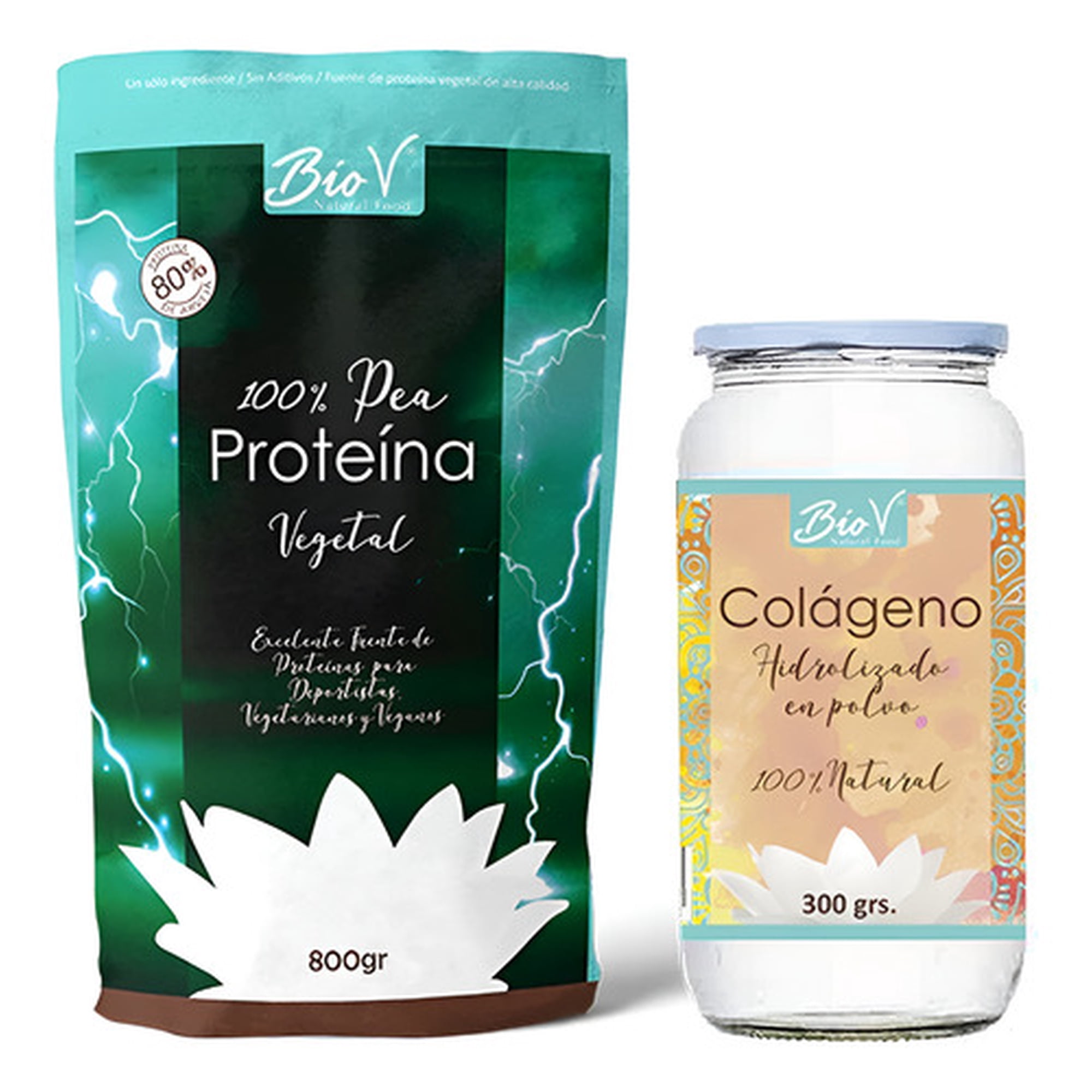 Biov - Pack Proteina De Arveja 800g + Colageno Hidrolizado 300g - Sin Sabor