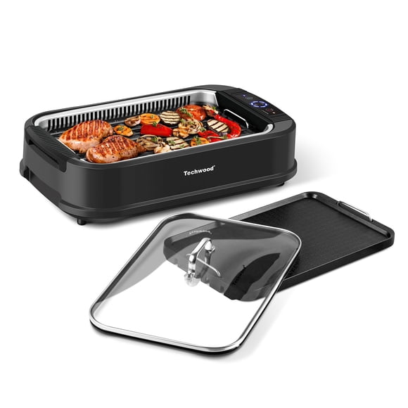 Parrilla Interior Techwood sin Humo Eléctrica 1500W Negra