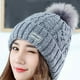thumbnail image 3 of Gorro de invierno para mujer, moderno, abrigado, plegable, sólido, tejido, grueso, para invierno, 3 of 5