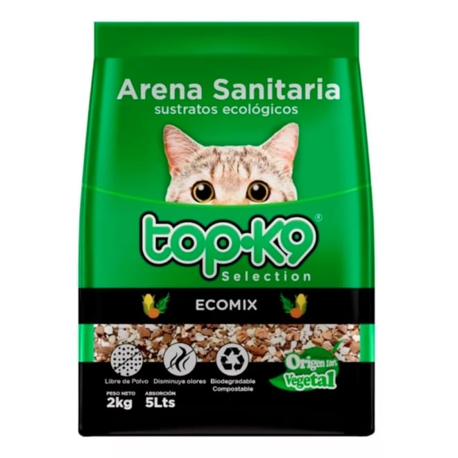 Arena Sanitaria Gato Ecológica Topk9 Ecomix 2Kg