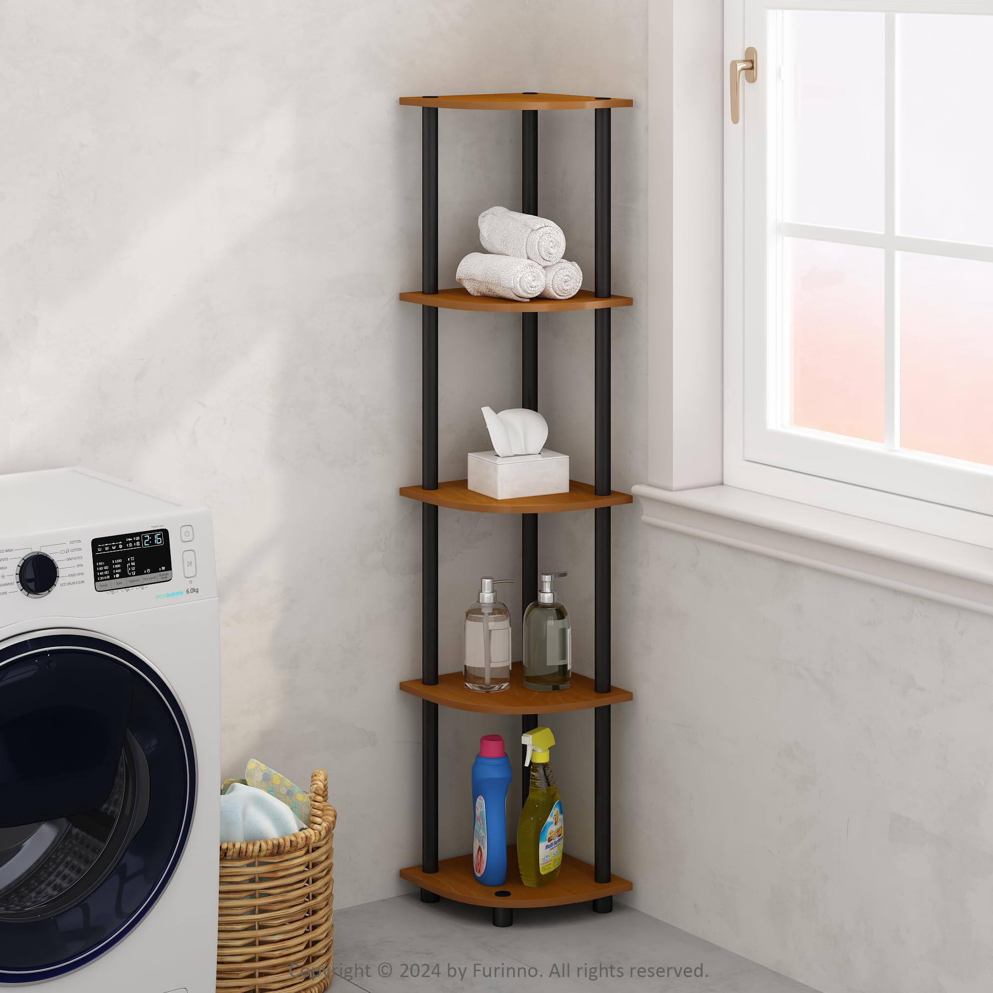 Estantes De Almacenamiento Furinno Turn-n-tube De 5 Niveles, Color Cereza Claro