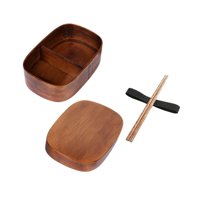Bothyi - Fiambrera Estilo Japonés Bento Box De Madera Con Palillos Con Correa Para Fijar Talla L Marrón Oscuro