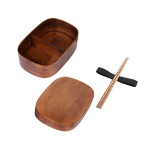 Bothyi - Fiambrera Estilo Japonés Bento Box De Madera Con Palillos Con Correa Para Fijar Talla L Marrón Oscuro