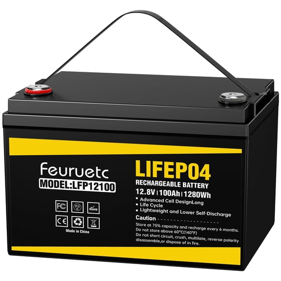 Batería Feuruetc LFP12100 12V 100Ah LiFePO4 para energía solar con BMS