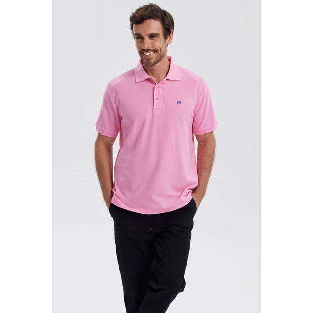 Polera Hombre Piqué Básica Lisa Rosado - ll