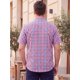 thumbnail image 3 of INSPIRE CHIC Camisas de Cuadros para Hombre de Gran Tamaño y Altura Manga Corta Botón Abajo Tops a Cuadros 4XL Rojo Azul, 3 of 5