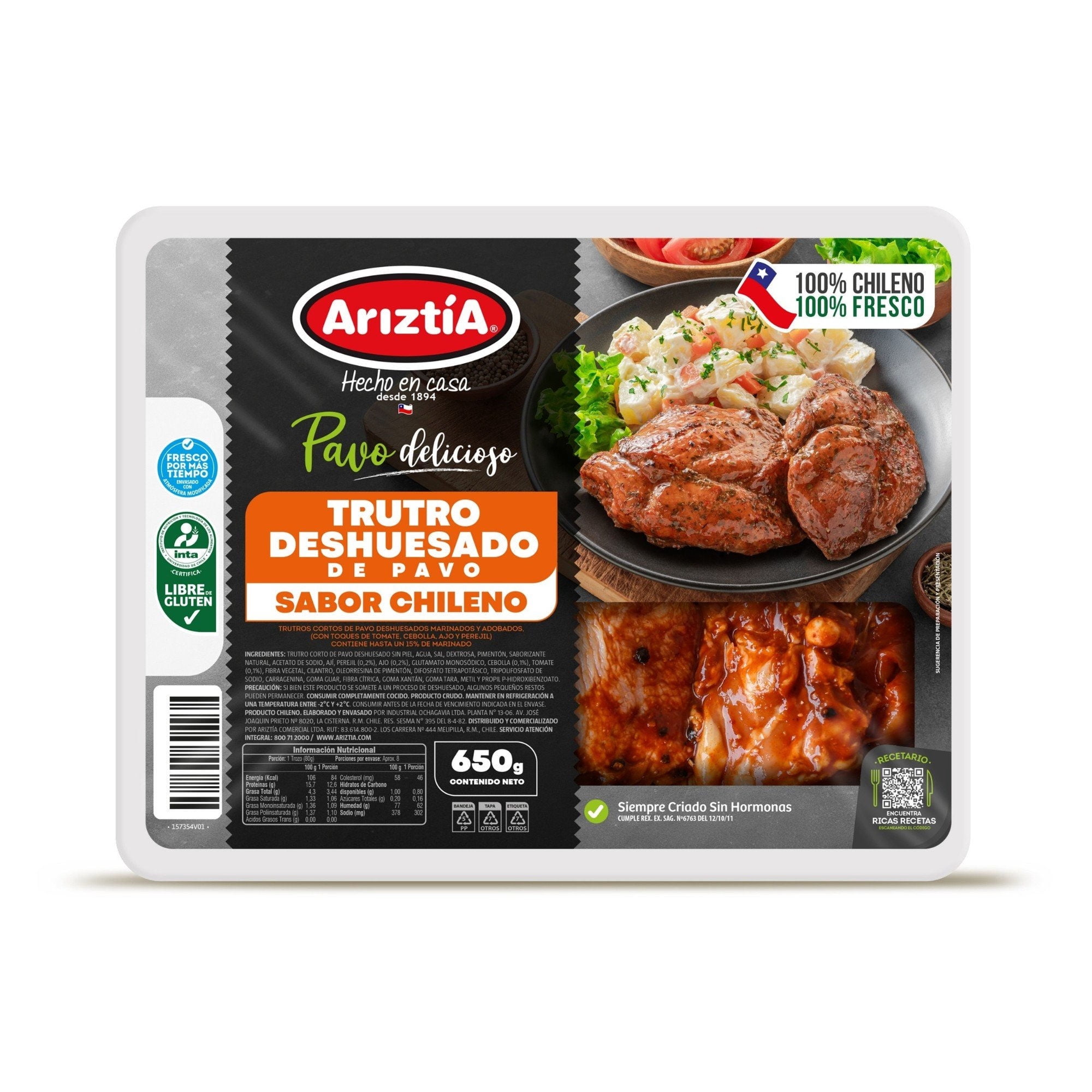 Trutro Deshuesado De Pavo Sabor Chileno 650 g Ariztia