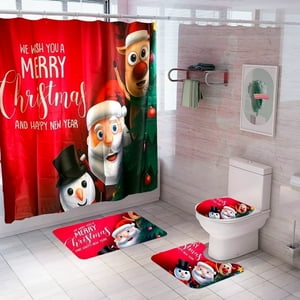 Genérico - Set De Baño Navideño Cortinas Navideñas Decoracion Navidad