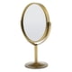 thumbnail image 1 of 3in Mini Dual Side Normal Magnifying Oval Stand Maquillaje Mesa Espejo Bronce, 1 of 3
