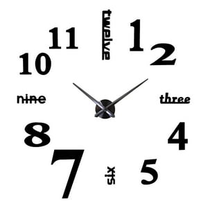 Genérico - Reloj Pared Grande 3D Sin Marco Decoración Negro Jhn