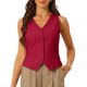 thumbnail image 1 of INSPIRE CHIC Chaleco de Mujer sin Mangas con Botones, Escote en V, Corto, Color Rojo Intenso, Talla S, 1 of 6
