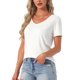 thumbnail image 4 of INSPIRE CHIC Camisetas de Mujer Manga Corta Básica Conjuntos Camisetas Cómodas Cuello en V Suave Casual Verano Pijama Tops M Blanco, 4 of 6
