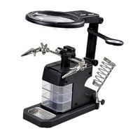 Ioensy - Estación De Soldadura Con Lupa De 5 Aumentos Con Iluminación Led Para Manualidades, Ensamblajes Y Reparaciones