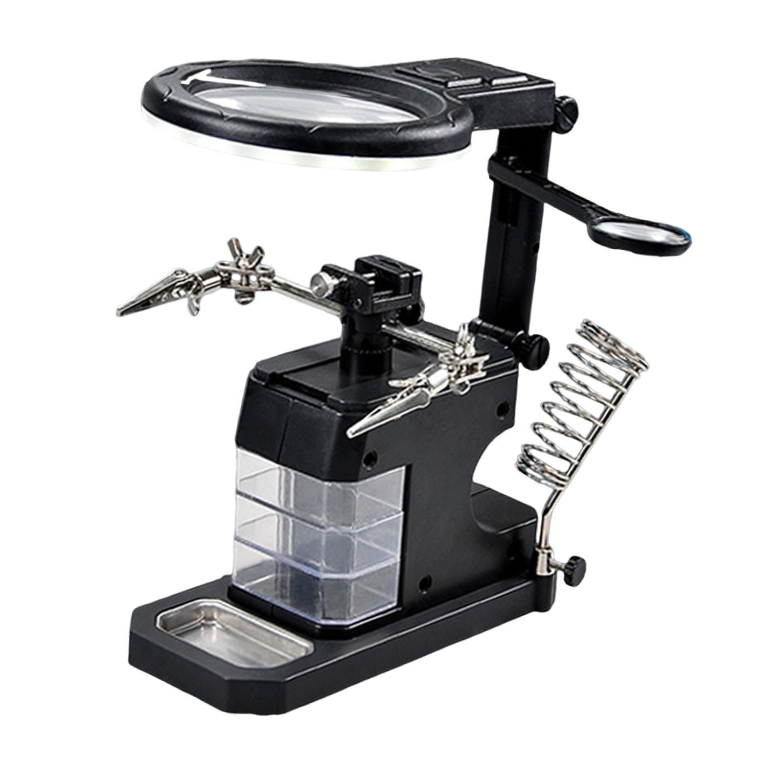 Ioensy - Estación De Soldadura Con Lupa De 5 Aumentos Con Iluminación Led Para Manualidades, Ensamblajes Y Reparaciones