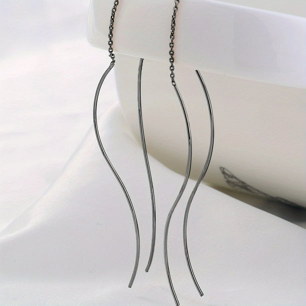 Long Tassel Threader Earrings Wave Shaped Simple Long Chain Earrings Elegant Earrings For Women & Girls