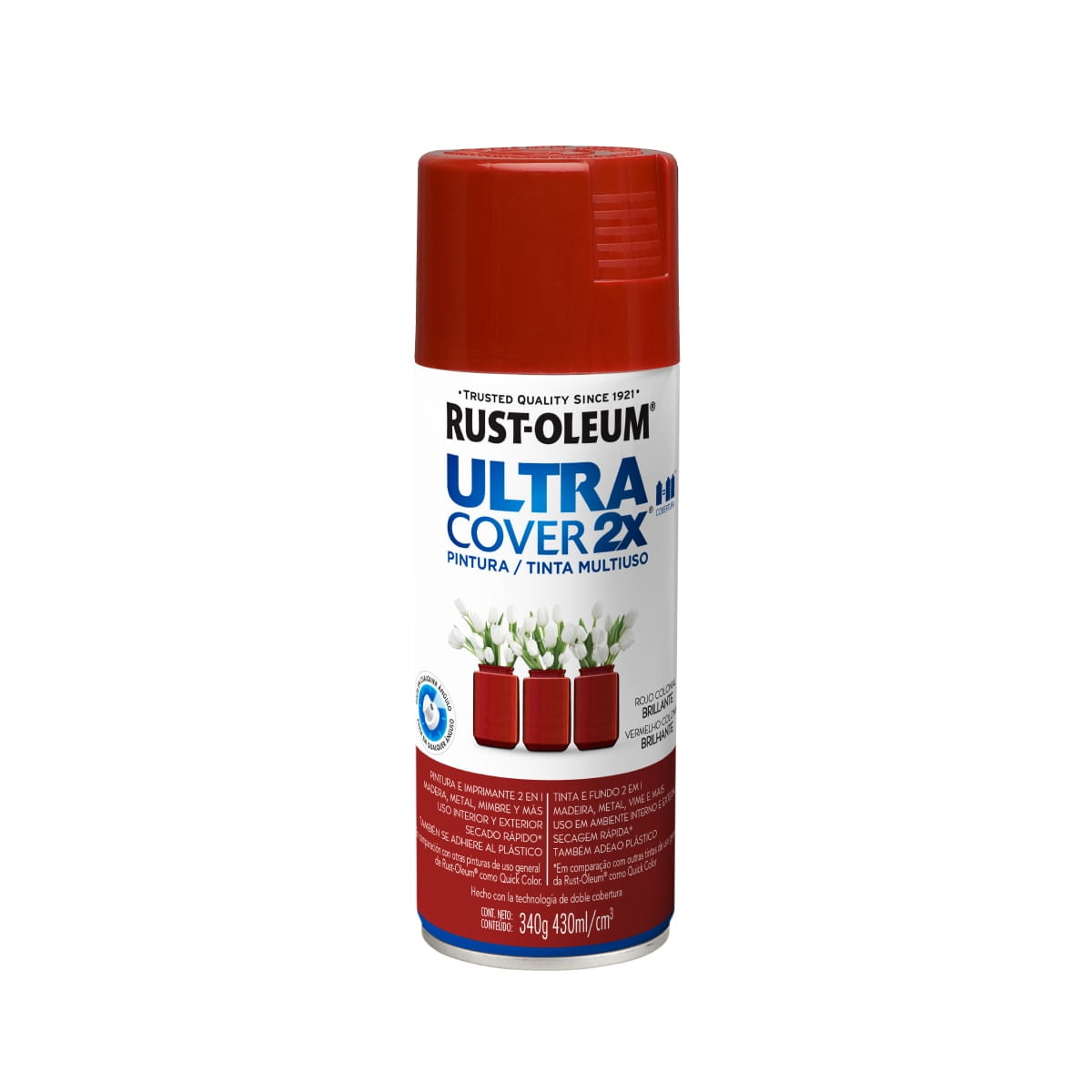 Rust-oleum - Pintura En Spray Ultra Cover 2x Multiuso Rojo Colonial Brillante 340 G