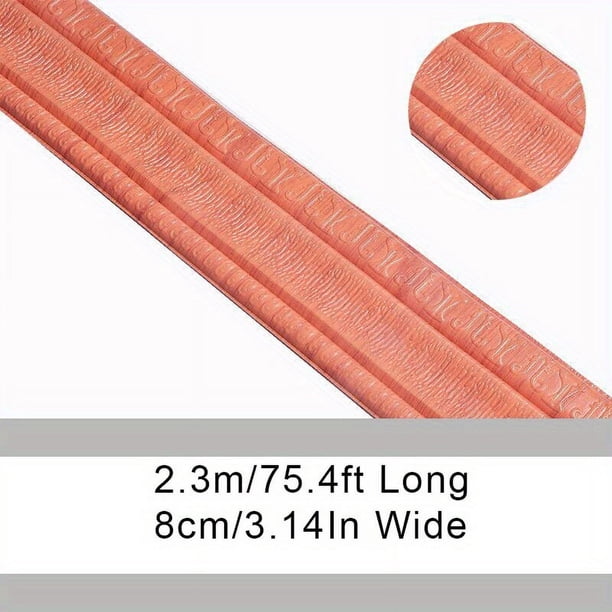 1pc Self-Adhesive Flexible Foam Molding Trim, 90"x 3" 3D Sticky Decorative Wall Trim Lines Skirting Baseboard Border, Waterproof Wallpaper For Living Room And Home Decorations