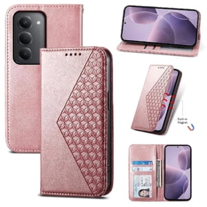 Funda Flip Foxdock Para Xiaomi Redmi 15 4G , Estilo Billetera Con Diseño Rombo, Correa De Mano Y Soporte, Uso Diario