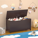 thumbnail image 1 of Kids Wooden Toy Box Storage with Safety Hinged Lid for Ages 2+ (Coffee), 1 of 3