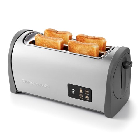 Toaster Elite Gourmet Digital, Ranura Larga, 4 Rebanadas, Acero Inoxidable
