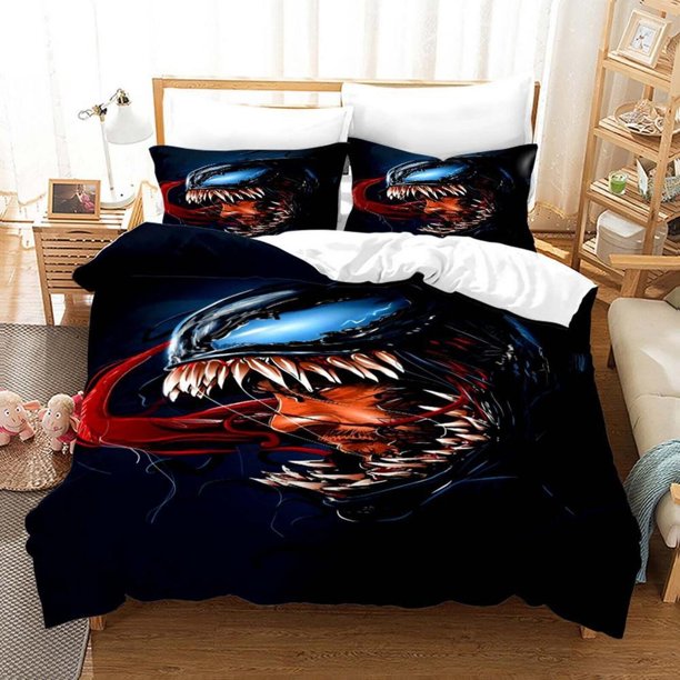 Deadpool Spiderman Quilt Duvet Cover Set Super Kids Double3-Piece Bedding Set