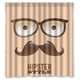 thumbnail image 1 of Cortina de ducha estilo hipster con cara abstracta, gafas y bigote, juego de cortinas de baño con ganchos, tamaño 60 x 72 pulgadas, 1 of 3