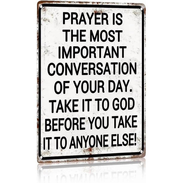 Letrero rezar mejor manera conocer Dios placa metal religiosa cristiana 20x30 cm