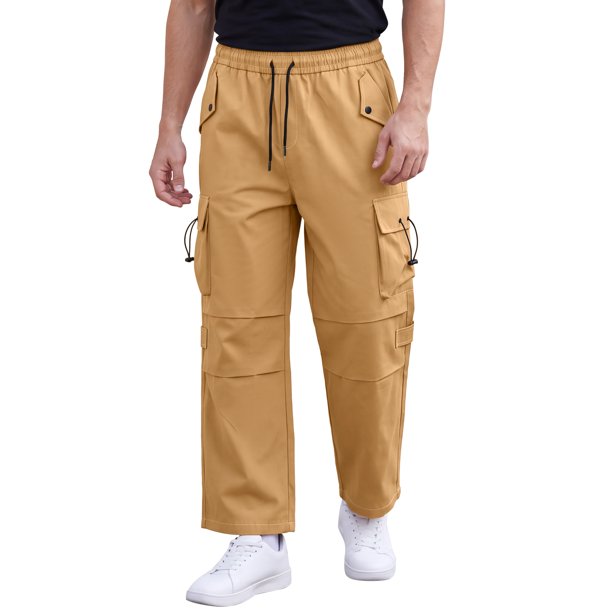 INSPIRE CHIC Pantalones Cargo de Trabajo al Aire Libre para Hombre con Múltiples Bolsillos y Pierna Recta XL Marrón