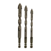 Ioensy - Broca Excéntrica De Cuatro Flautas Con Dientes De Sierra Y Punta De Carburo Para Mármol Y Terracota (3 Unidades)