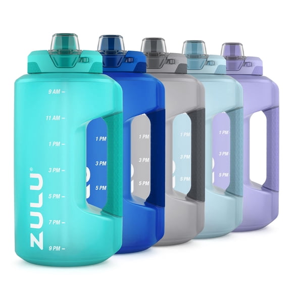 Botella de agua ZULU Goals de medio galón, 1,9 L, con marcador de tiempo