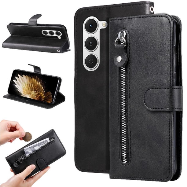 Funda con Cremallera para Tecno Spark 40 Pro, Carcasa Cartera de Cuero PU con Soporte y Tarjetero