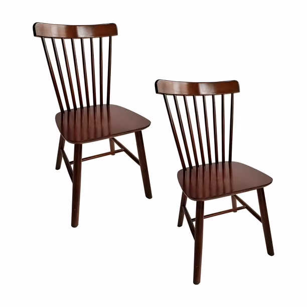 Habita2 Chile - Pack 2 Sillas Windsor Madera Maciza De Alta Calidad Estructura Fuerte Barnizado Semi Matte - Walnut