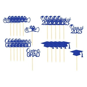 Genérico - 24 Uds. Felicidades Pastel Selecciones Cupcake Toppers Para Accesorios De Fotos Reunión Cumpleaños Azul