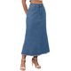 thumbnail image 4 of INSPIRE CHIC Falda de Mezclilla para Mujer Maxi Línea A de Cintura Alta con Dobladillo Sin Acabado Falda Casual de Jean L Azul, 4 of 6