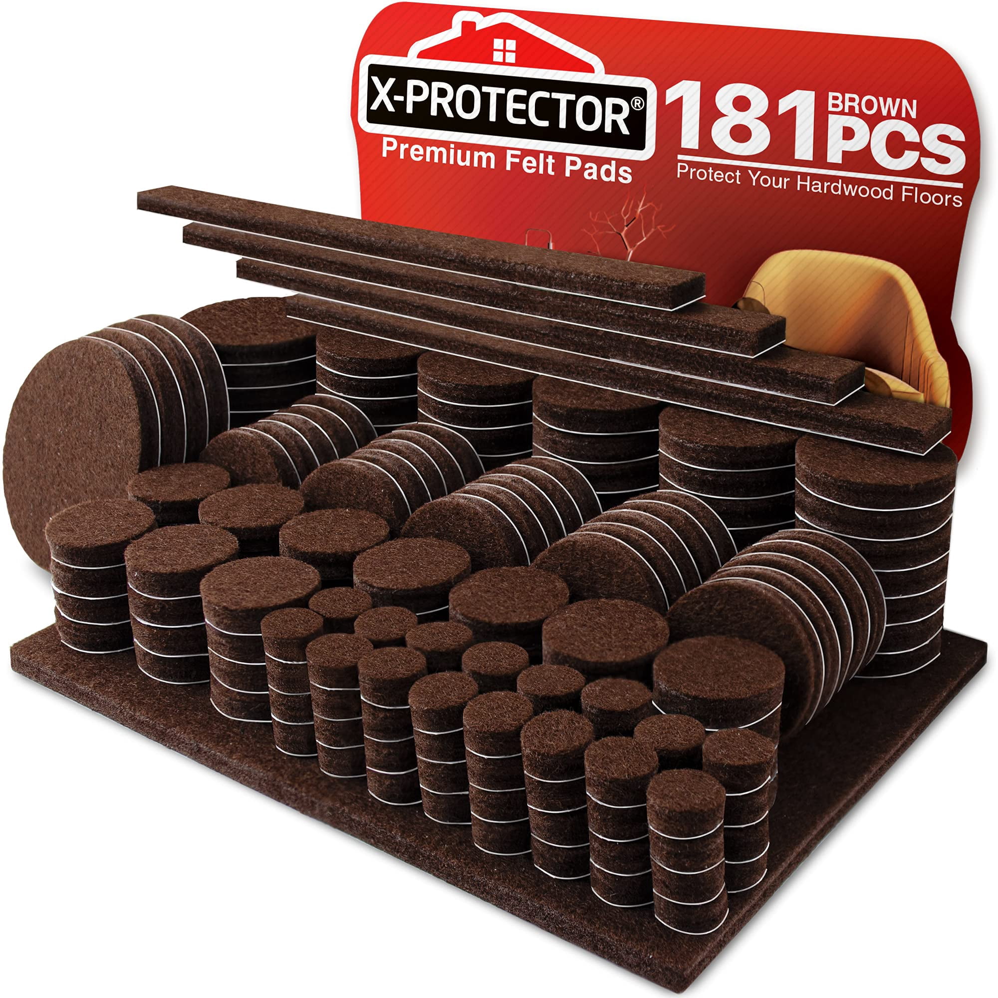 Protectores De Fieltro Para Muebles X-protector, 181 Piezas, Marrón, Protectores Para El Suelo