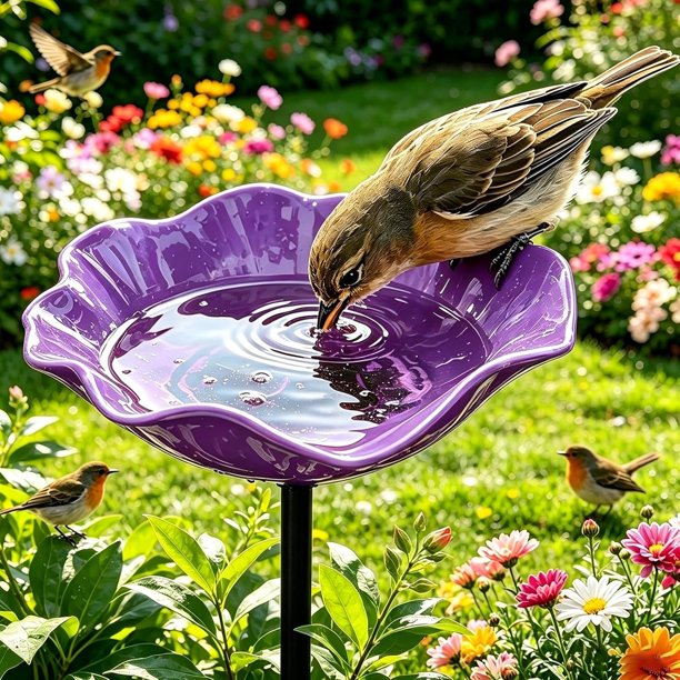 Estacas jardín flor metal hechas mano 4 uds baño pájaros estación riego abejas jardín