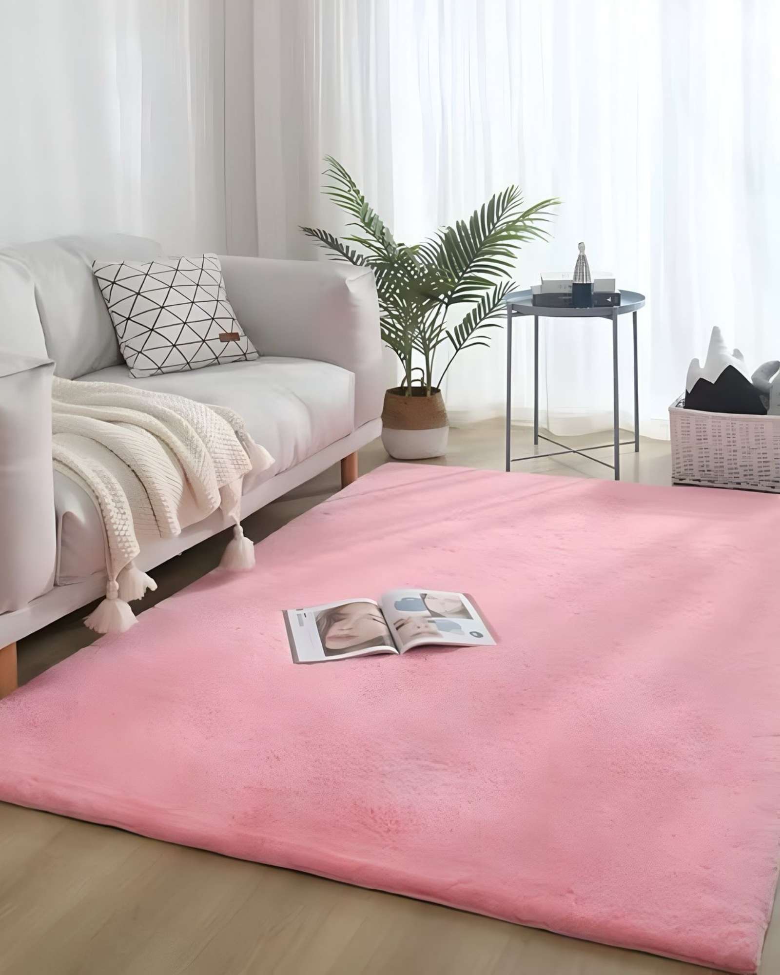 Teng Fei - Alfombra Living Dormitorio Suave 200 X 300 Cm Rosa