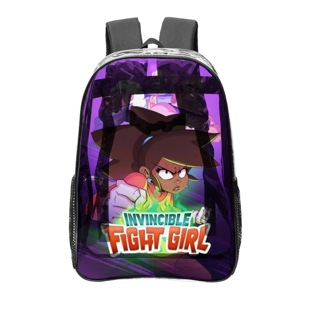Chica de Pelea InvencibleMochila transparente temática, resistente y duradera, bolsa see-through para trabajo, deporte, universidad y viaje, 31 × 43 cm