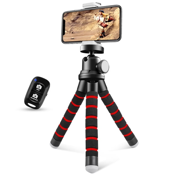 Trípode para teléfono SENSYNE Flexible con soporte y control remoto (rojo)