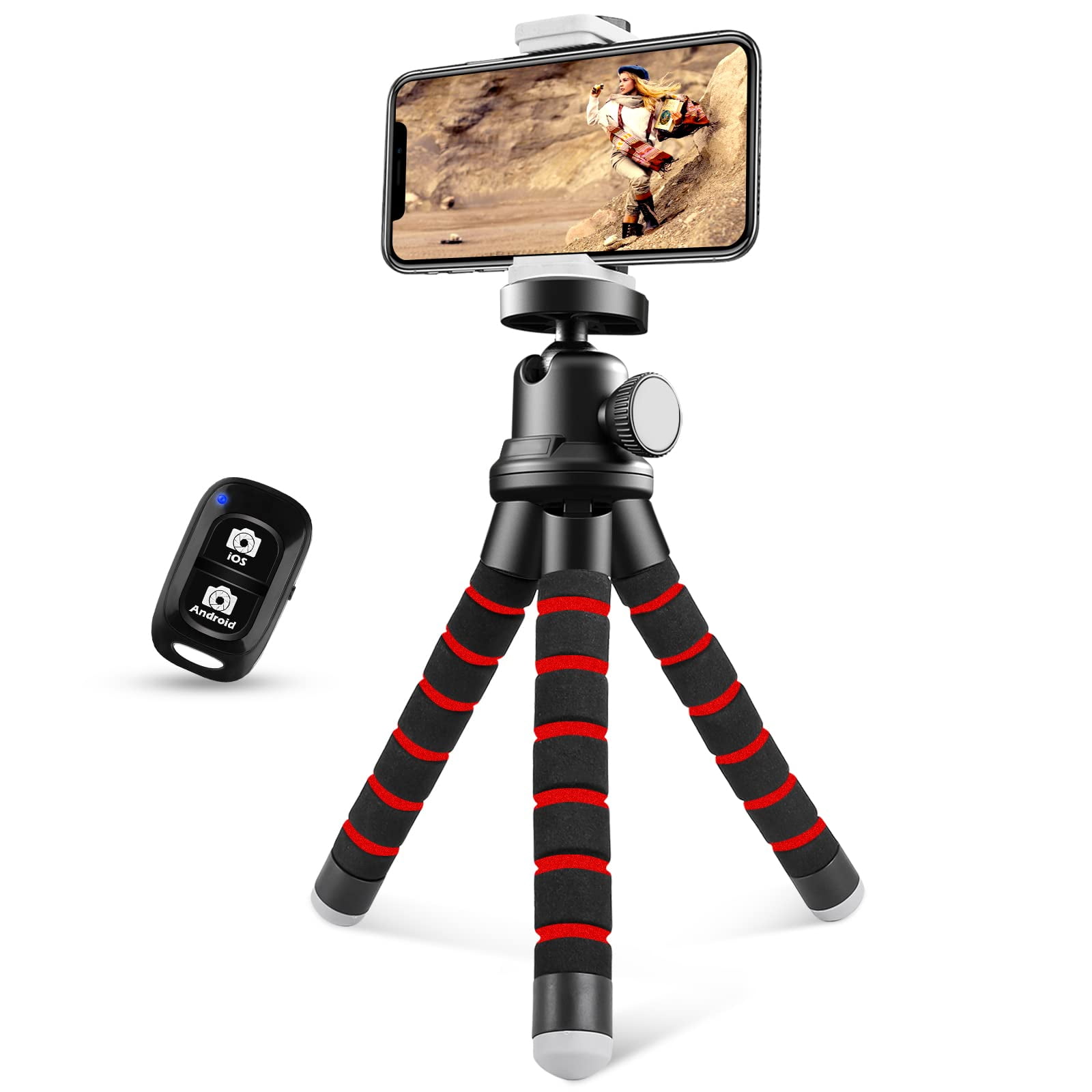 Trípode Para Teléfono Sensyne Flexible Con Soporte Y Control Remoto (rojo)