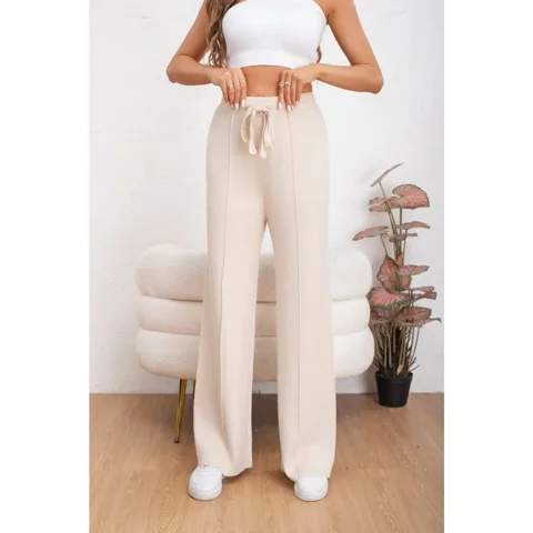 Likeshop - Pantalon Mujer Tipo Palazzo Lanilla Tiro Alto Full Elasticado 5056