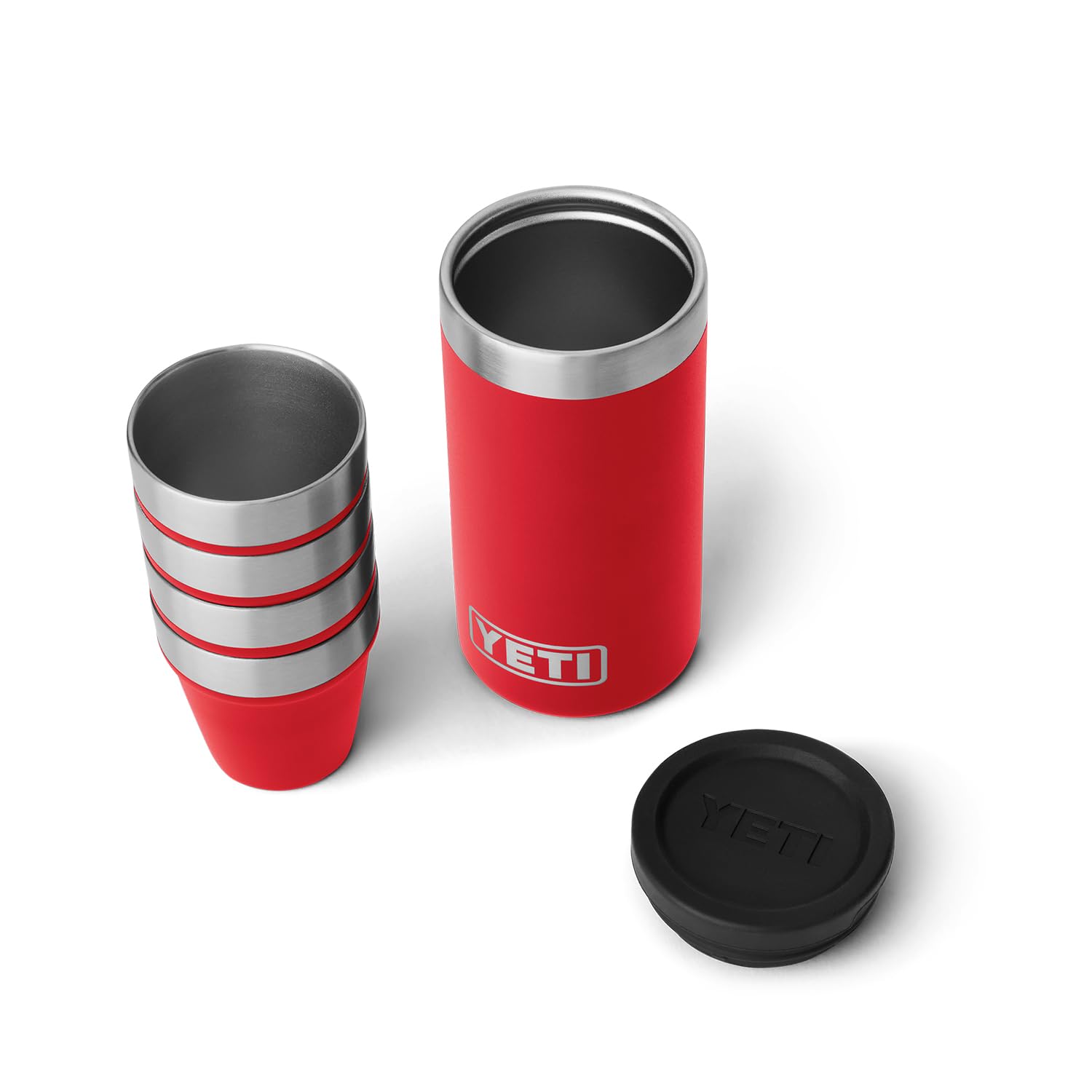 Set De 4 Vasos De Chupito Yeti Rescue Red, 50 Ml, Con Funda De Transporte