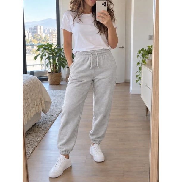 Pantalon Buzo Jogger Deportivo Casual Ajustable 285g Algodon Gris Liso Xs